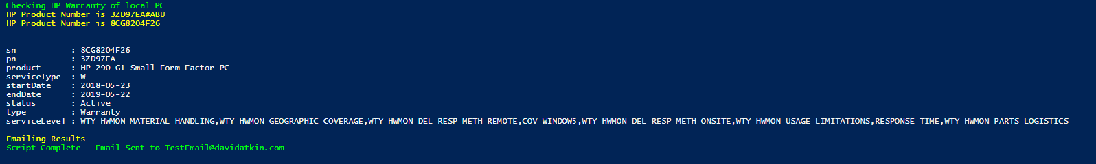 Powershell HP Warranty